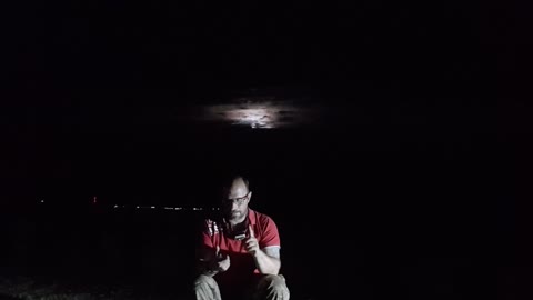 Night riverside vlog cloudy moonlit sky