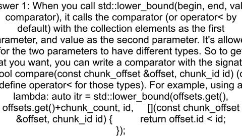 How to use stdlower_bound when the key is part of the data and i want to search for the key
