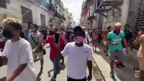Cubans protesting Marxism in Cuba