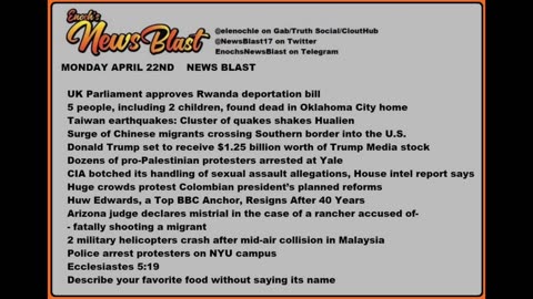 Monday, April 22, 2024 News Blast