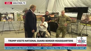 President Trump visits the National Guard Border HQ with Gov. Greg Abbott in Eagle Pass, Texas.