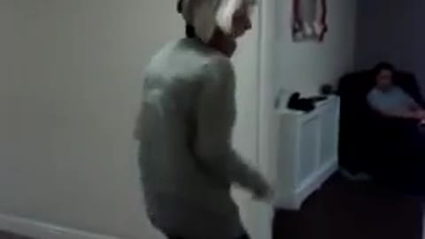Guy closet scares older elderly woman prank