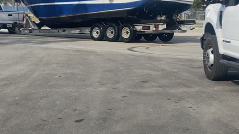 Truck Tows Trailer and Grinds on Ground