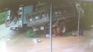 Delivery Man Dodges Truck