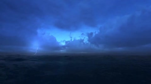 Thunderstorm At Sea Sounds For Sleeping, Relaxing - Thunder Rain Ocean Sea Lightning Ambience