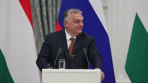 Imágenes de la rueda de prensa de Putin y Orbán en el Kremlin