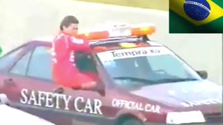 Senna fazendo a Festa no Grande Premio de F1 de Interlagos Brazil em 1993