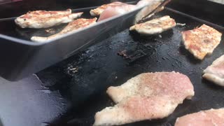 Cooking on the outdoor griddle