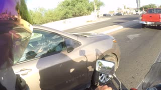 Overtaking Battle Between Motorcycle and Car