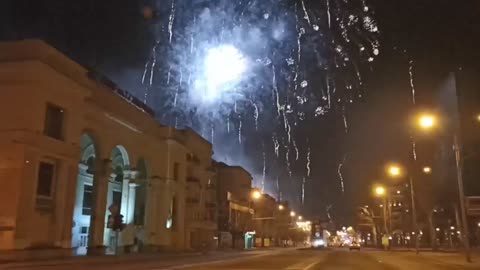 NOW: Fireworks light up the night sky in Donetsk after the Russian President