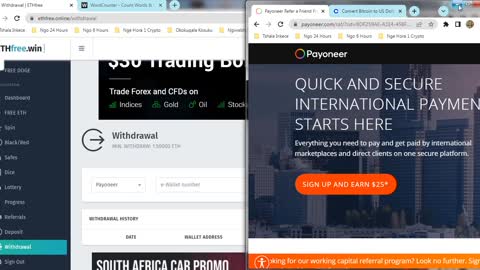 How To Get Free Up To 0.7 Etherium ETH Every 60 Minutes At ETHfree And Instant Withdraw At Payoneer