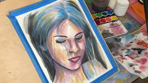 Time Lapse Speed Painting Female Face Portrait / Amy Giacomelli / Watercolor Art