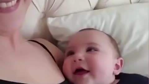 So Cute .!! Adorable Baby Looking His Mom’s Face With Love