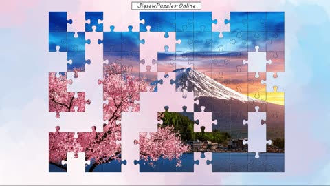 Mount Fuji and Cherry Tree Jigsaw Puzzle Online