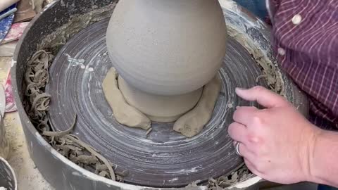 Trimming a Large vase on the Pottery Wheel