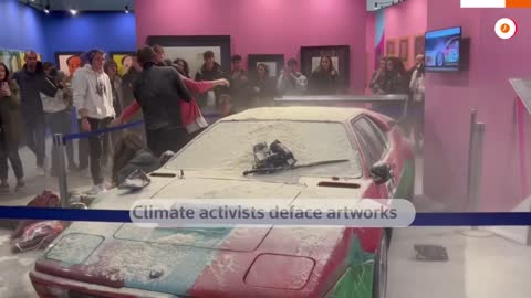 Climate activists deface art in Paris and Milan