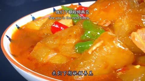 Chinese cuisine recipe, braised winter melon in brown sauce, with a rich and refreshing taste