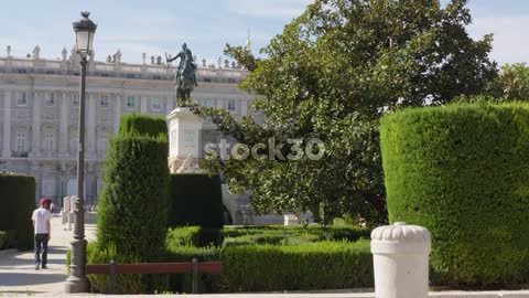 Monument Of Felipe IV Outside The Royal Palace Of Madrid, Spain