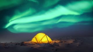 Aurora Borealis Looping Video With Tent Free To Use (No Copyright)