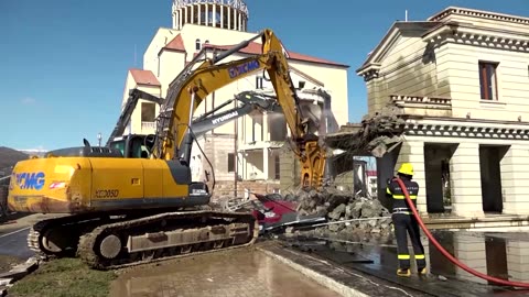 Azerbaijan demolishes former Karabakh Armenian parliament