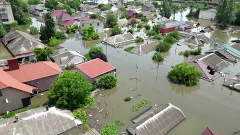 Drone shows Kherson submerged after dam was destroyed