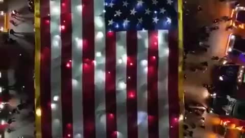 USA Freedom Convoy Unveils An Enormous Flag En Route To Washington DC