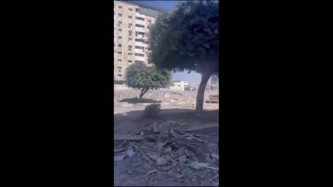 The footage shows the city of Jabaliya almost completely destroyed by the IDF