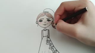 How to draw girl and dress- Easy drawing-BaraeStories