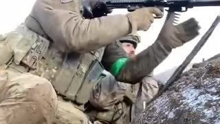 Ukrainian Firing MG3 Near Bakhmut