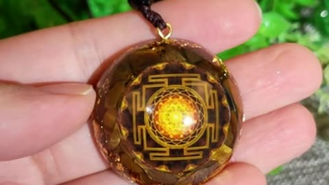 Pendant Tiger Eye Necklace Sri Yantra Necklace Sacred Geometry Energy Healing Yoga Jewelry