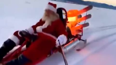 Santa Claus has a rocket sleigh