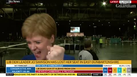 Nicola Sturgeon filmed celebrating Jo Swinson's defeat to SNP's Amy Callaghan