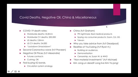 CRP Weekly Webinar #5: Covid Deaths, Negative Oil, China and Miscellaneous
