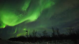 Northern lights shimmer in northwest Russia