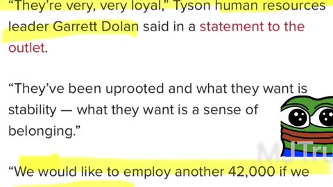 Tyson Would like to hire an additional 42,000 Illegals after Firing Americans