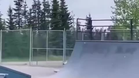 instant regret- riding your motorbike at the skatepark.