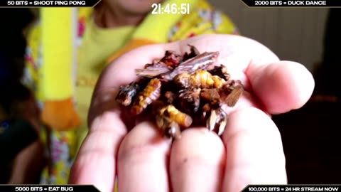 EATING HANDFUL OF BUGS