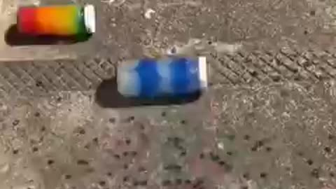 Breaking bottles on stairs