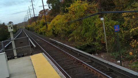 More 2022 fall foliage on the platform at MTA LIRR station Nassau county ny