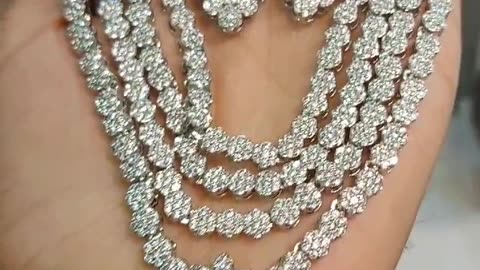 Indian ad diamond 4line mala with earring set