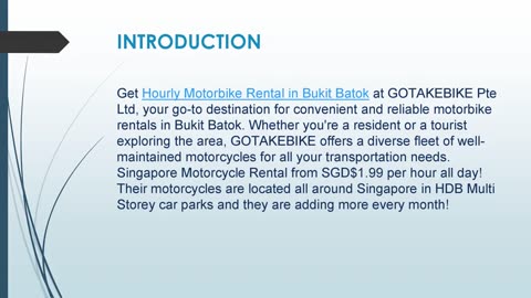 Get Hourly Motorbike Rental in Bukit Batok