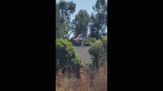 Flying American flag