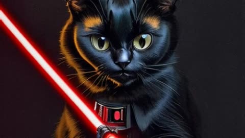 Black cat with a red lightsaber!