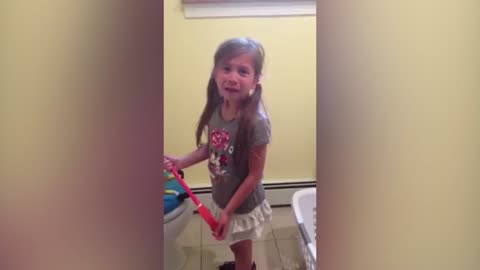 Little Girl Says Her Final Goodbyes To Her Favorite Toilet