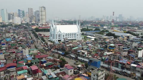 Aerial from the Parola Slum in Tondo Manila Philippines