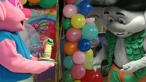 Trolls play Mr dingles ring toss game in Pasadena Texas at a birthday party