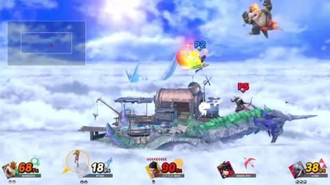 Bowser vs Pyra/Mythra vs Little Mac vs Dark Pit and Link on Cloud Sea of Alrest (Super Smash Bros)
