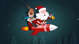 Santa Claus Flying on a Rocket