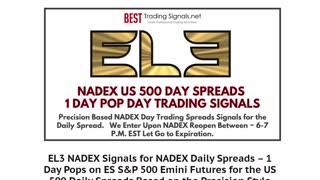 Introducing EL3 ES Emini US 500 NADEX Signals for Day Spreads