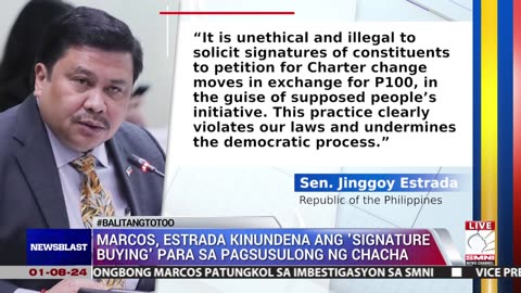 Marcos, Estrada kinundena ang 'signature buying' para sa pagsusulong ng Cha-Cha